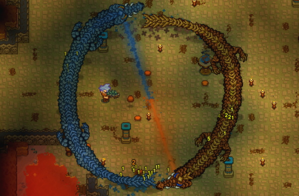 双竜の回転レーザー攻撃