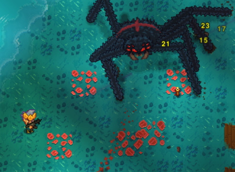 女王蜘蛛がバラまく毒の床